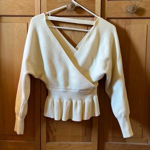 White wrap sweater